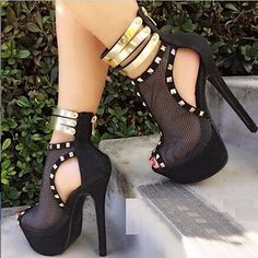 Women's Heels Stilettos Platform Sandals Sandals Boots Summer Boots Rivet Platform High Heel Stiletto Heel Peep Toe Satin Mesh Zipper Color Block Solid Colored Black / White Black / Yellow Black 2023 - US $73.99 Black Fish Mouth Heels For Summer, Trendy Ankle-high Party Sandals, Trendy Fish Mouth Heels For Party, Chic Fish Mouth Heels For Summer, Professional Skills, High Heels Boots, Studded Heels, Black Eyed, Heels Boots