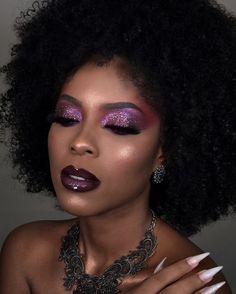 Purple Glam Makeup Looks, Purple Eyeshadow Looks Black Women, Makeup Portfolio, Makeup Shades, Purple Makeup