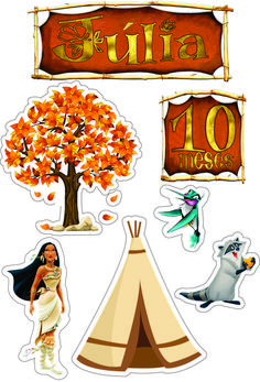 an image of stickers with the names and symbols for children's crafts, including a teepee