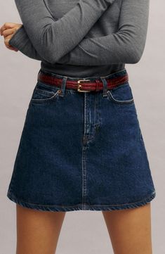 Reformation Lydia High Waist Denim Miniskirt | Nordstrom Denim Bustier, Denim Miniskirt, Denim Skirt Outfits, High Waist Denim, High Rise Denim, Cute Skirts, Denim Mini, Denim Mini Skirt, High Waisted Denim