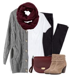 Love all the maroon and the cardigan Outfit With Boots, Burgundy Scarf, Mode Tips, Legging Outfits, Grey Cardigan, Looks Style, Mode Inspiration, Fall Winter Outfits, Outfits Casuales