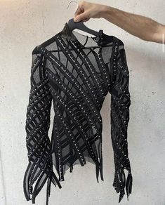 Futuristic Fashion, Crochet Shirt, Thrift Fashion, April 13, Fashion Design Clothes, Hook Eye, Mode Inspiration, Dream Clothes, 90s Fashion