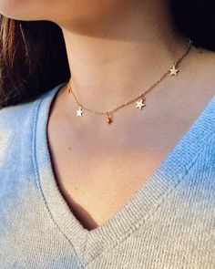 This is a gold plated star choker! It 15in long with an adjustable chain extender at the end. This necklace goes perfectly with almost any outfit! Dnd Mushroom, Star Choker, Chain Extenders, Choker Necklaces, Gold Star, Gold Stars, Austin Tx, Gold Chain, Gold Chains