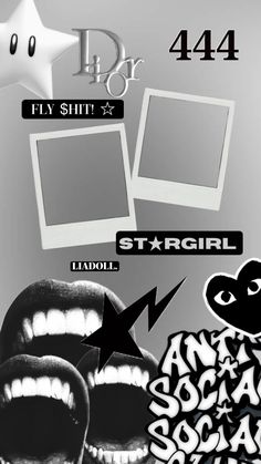 an advertisement for stargirl with the words and pictures above it in black and white