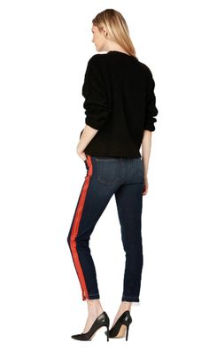 Etienne Marcel Full Side Zipper Ribbon Skinny Jeans Jeans Diy, Slim Straight Jeans, Straight Jeans, Front Zipper, Side Zipper, Jeans Size, Black And Red, Ribbon, Zipper