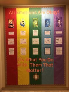 a bulletin board with the words, emotions are okay and what you do them that matter