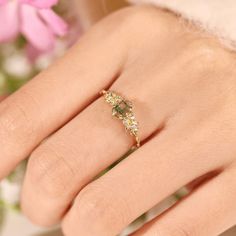 Indulge in the free-spirited charm of our Wildflower Moss Agate Ring. This beauty showcases a rose-cut oval moss agate gemstone nestled in an exquisite leafy band. An alluring piece that embodies the carefree beauty of nature's most captivating blooms. So, dance in the sun, chase your dreams, and let this ring be your guiding light along the way. ✦ Available in both 14K yellow gold vermeil (14K yellow gold plated over a sterling silver base) and 10K solid yellow gold. Nature-inspired Jewelry With Rose Cut Diamonds As A Gift, Nature-inspired Rose Cut Diamond Jewelry Gift, Bff Rings, Moss Agate Ring, Lucky Stone, Guiding Light, Vintage Diamond Rings, Chase Your Dreams, Agate Ring