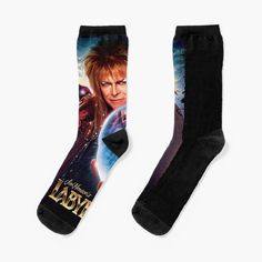 two socks with the image of an action movie character on them