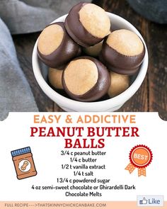 chocolate peanut butter balls in a white bowl