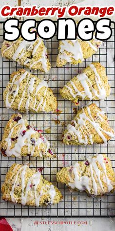 cranberry orange scones on a cooling rack