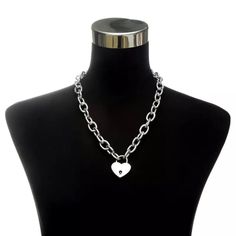 Who will have the key to your heart? Length: Please check the images for length details. There are 3 different types of chains to choose from. Heart Lock Necklace, Hardware Necklace, Necklace Clasp, Heart Padlocks, Chunky Chain Necklaces, Heart Lock, Lock Necklace, Goth Jewelry, Neck Choker