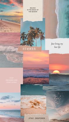 a collage of photos with the words summer written in different languages