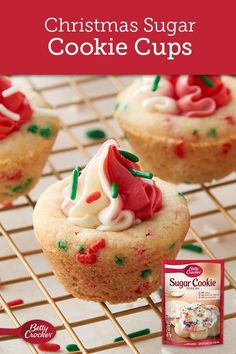 holiday sugar cookie cups on a cooling rack