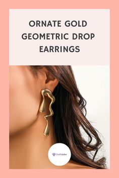 Ornate Gold Geometric Drop Earrings Retro Pierced Drop Earrings, Retro Metal Drop Earrings Jewelry, Retro Metal Drop Earrings, Retro Drop Earrings, Retro Teardrop Earrings For Pierced Ears, Retro Dangle Earrings For Pierced Ears, Retro Dangle Metal Earrings, Retro Metal Dangle Earrings, Drop Earrings Outfit