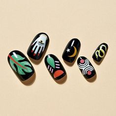 Monochromatic Nails, Black Green Color, Mystical Design, Cartoon Nail Designs, Nails Medium Length, Velvet Nails, Press On Nails Medium, Nails Medium, Oval Nails