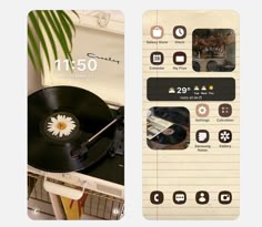 an old record player is shown next to a new iphone app that lets you record music