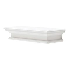 a white shelf with a long top on it