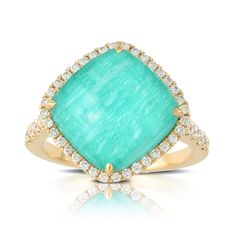 This luxurious Amazon Breeze Diamond Ring crafted from 18K yellow gold is a timeless accessory for any occasion. Featuring a .49ctw diamond and a 7.15ctw clear quartz over Amazonite checkerboard cut, this elegant ring is sure to bring shine and sophistication into your wardrobe. Yellow Gold Diamond Ring, Ring Crafts, Timeless Accessories, Elegant Ring, Gold Diamond Rings, Paloma, Clear Quartz, Diamond White, Fashion Rings