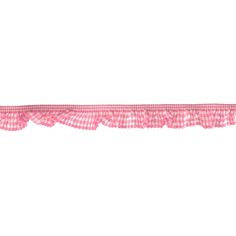 a pink and white checkered ribbon with ruffled edges