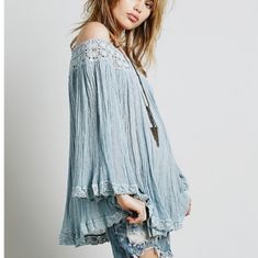 Free People Off-The-Shoulder Topsz M/L100% Soft, Sheer, Billowy Cottonpullover, Elastic Necklinenew Conditionbut For Two Small Snags On The Front (See Pic 6)Sexy, Gorgeous Topnwt$42 ... (Note: This Top Is A Reposh; Purchased New W/ Tags, Never Worn, Still Has Same Tags). Blue Long Sleeve Off-shoulder Top For Spring, Oversized Off-shoulder Summer Tops, Oversized Off-shoulder Tops For Summer, Bohemian Off-shoulder Long Sleeve Top, Blue Cold Shoulder Tops For Spring, Off-shoulder Long Sleeve Top For Summer Beach, Long Sleeve Off-shoulder Top For Summer Beach, Spring Long Sleeve Off-shoulder Top For Beach, Long Sleeve Off-shoulder Top For Beach In Spring