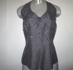 "Vintage 1990's silk halter top. Beaded halter top. Back is a little longer than sides or front. Designer MAX NUGUS Haute Couture, Black with black beads. Textured silk. Would be perfect with mid or maxi skirt for formal affair. Back zipper. Side and back ribs. Excellent condition. Probably never worn. Size tag says 12 but seems larger than that to me. Please check measurements! Measurements: 39-40\" bust 35\" waist" Beaded Halter Top, Silk Halter Top, Vintage Flannel Shirt, Back Ribs, Vintage Flannel, Orange Plaid, Roll Up Sleeves, Vintage Lace, Black Beads