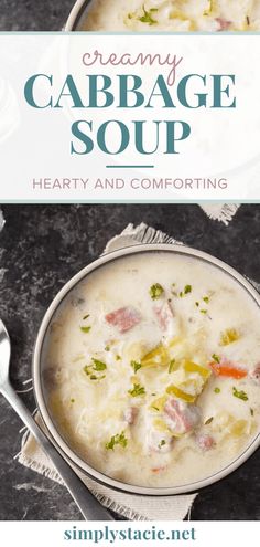 creamy cabbage soup with hearty and comforting ingredients