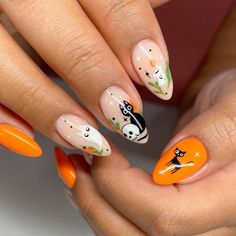 Nailart Tutorial, Black Halloween Nails, Nail Art Halloween, Holloween Nails, Halloween Manicure, Halloween Acrylic Nails, Halloween Press On Nails, Cute Halloween Nails, Pumpkin Nails