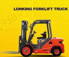 the forklift truck is red and black