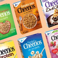 cereal boxes are shown with different flavors