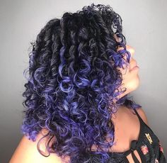 25 Vibrant Curly Hair Color Ideas for a Stunning Makeover Curly Hair White Girl, Blue Tips Hair, Purple Hair Streaks, Dipped Hair, Dark Curly Hair