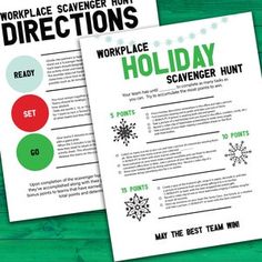 two christmas themed worksheets with the words holiday scavenger hunt on them