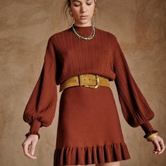 In Excellent Condition; Only Worn 1-2x Cocktail Casual Attire, Denim Blazer Outfit, Macrame Weave, Earth Tone Outfits, Gala Outfits, Short Knit Dress, Brown Suede Skirt, Met Gala Outfits, Long Black Coat