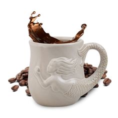 PRICES MAY VARY. NOVELTY MUG - measures 5.5 (D) x 4.37 (H) with a capacity of 20 oz. LITTLE MERMAID THEME - Make your tea and coffee experience extra special with this eye-catching 3D mug! If you are a lover of unique and ocean-themed designs, you and this mug are definitely mer-MADE for each other. PREMIUM CERAMIC MATERIAL - The high-quality durable ceramic is microwave and dishwasher-safe. Unlike stainless steel or plastic, ceramic doesn't affect the flavor of your hot drinks and cold beverage 3d Mermaid, Mermaid Mug, Large Mermaid, Mermaid Mugs, Clay Mugs, 70th Birthday Gifts, Cute Coffee Mugs, Mugs For Men, Novelty Mugs