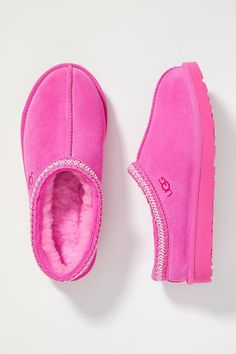 Hot Pink Tasman Uggs, Pink Tasman Uggs, Pink Ugg Slippers, Shoes Preppy, Ugg Tasman Slippers