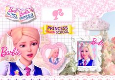 an image of barbie princess charm school wallpaper with pink and white flowers on it