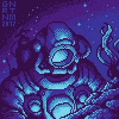 an image of a spaceman in pixel art