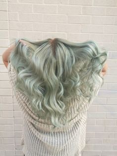 Grey Green Hair Color, Sea Foam Green Hair Color, Silver Green Hair, Sage Green Hair Dye, Sage Hair Color, Pastel Green Hair Color, Light Green Hair Aesthetic, Sage Green Hair Color, Pastel Mint Green Hair