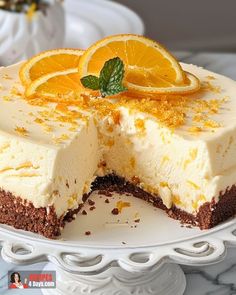 there is a cake with orange slices on it