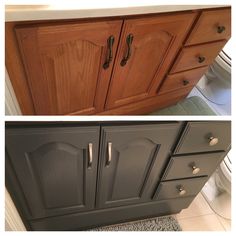 before and after pictures of a bathroom vanity