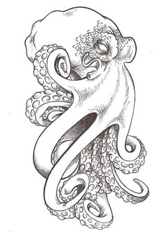 an octopus drawing on paper with some sort of head in the middle and tentacles attached to it