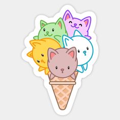 four cats sitting in an ice cream cone