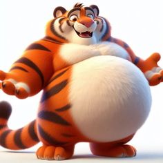 the animated tigger is standing up with his arms outstretched