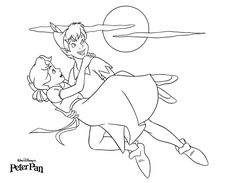 peter pan and wendy from the little mermaid coloring pages for kids to print out on