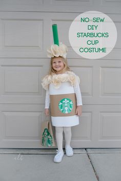 Coffee Costume Diy, Coffee Costume, Starbucks Halloween Costume, Starbucks Costume, Halloween Costumes Kids Homemade, Sew Halloween Costume, Cow Halloween, Change Jar, Pumpkin Halloween Costume