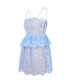 self-portrait Light Blue Polyester Dress | italist Blue Party Dress With Delicate Straps, Spring Lace Dress With Straps, Spring Lace Dresses With Straps, Elegant Lace Mini Dress With Straps, Light Blue Strap Dress For Spring, Light Blue Strapped Dress For Spring, Spring Light Blue Dress With Straps, Light Blue Spring Dresses With Straps, Light Blue Dresses With Straps For Spring