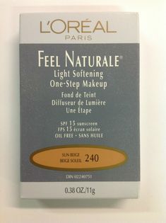 L'OREAL FEEL NATURALE LIGHT SOFTENING ONE STEP MAKEUP SUN BEIGE #240  NEW. NEW ,NEVER USED AND NEVER TESTED. PRICE IS FOR ONE. SUN BEIGE #240 . FULL SIZE ( SIZE 0.38 OZ/11g) SPF 15 SUNSCREEN//OIL FREE. EXACT ITEM IN PHOTOS (PLEASE SEE PHOTOS). 100% SATISFACTION. PLEASE SEE MY OTHER ITEMS. THANK YOU. Sunscreen Oil, Makeup Step By Step, Too Faced Foundation, No Foundation Makeup, Spf 15, Sand Beige, Makeup Foundation, L Oreal, Loreal Paris