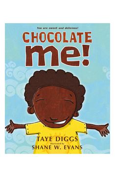 a children's book cover with an illustration of a boy smiling and the title chocolate me