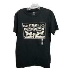 Shirt Is In Good New Condition. See Images For Details. Levi's Cotton Shirt With Graphic Print, Levi's Black Graphic Print Top, Fitted Black Levi's Top, Levi's Black Short Sleeve T-shirt, Levi's Black Short Sleeve Tops, Levi's Black Casual T-shirt, Horse Graphic, Levis Shirt, Levi Shorts