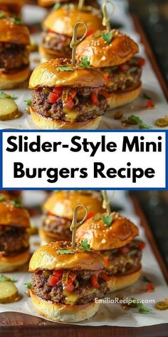 slider - style mini burgers recipe with text overlay