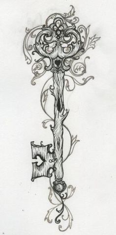 a drawing of a cross with vines on it